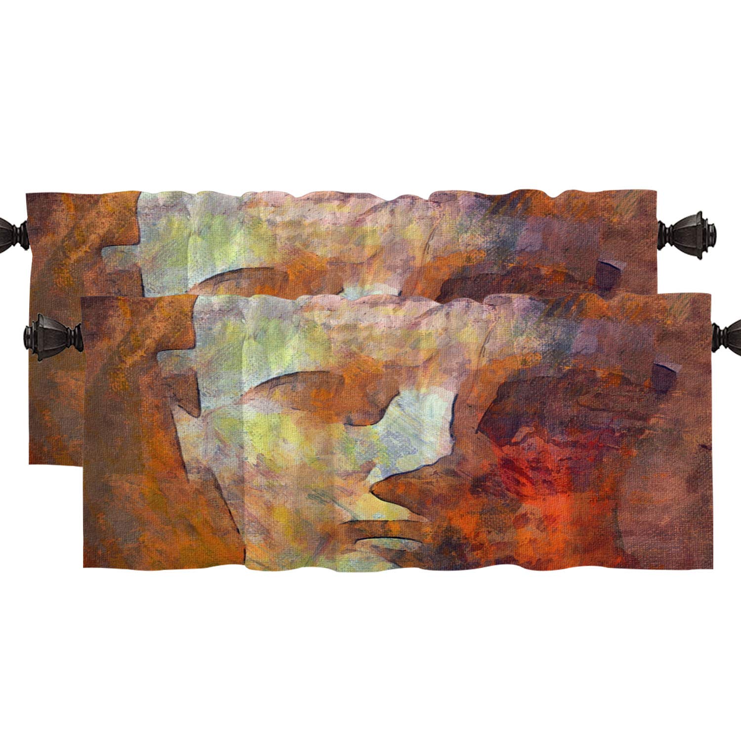 Shrahala African Abstract Kitchen Valance - 52x18 Inch Heat Insulated Half Window Curtain with Ink Printing - African Queen Design for Kitchen Decoration | Perfect for Farmhouse, Boho, or Ethnic Style Kitchens