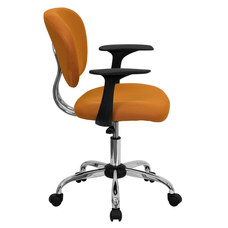 FLASH Beverly Mid Back Black Mesh Office Chair with Padded Seat, Swivel & Adjustable Height, Chrome Base & Arms - Ergonomic Desk Chair for Home & Office Workspace