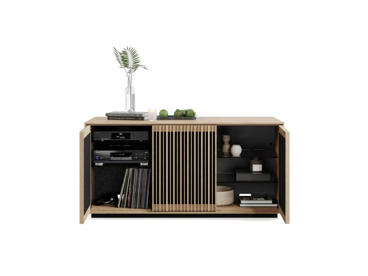 BDI Profile 8477 TV Stand with Storage - Modern Entertainment Center for Flat Screen TVs up to 65