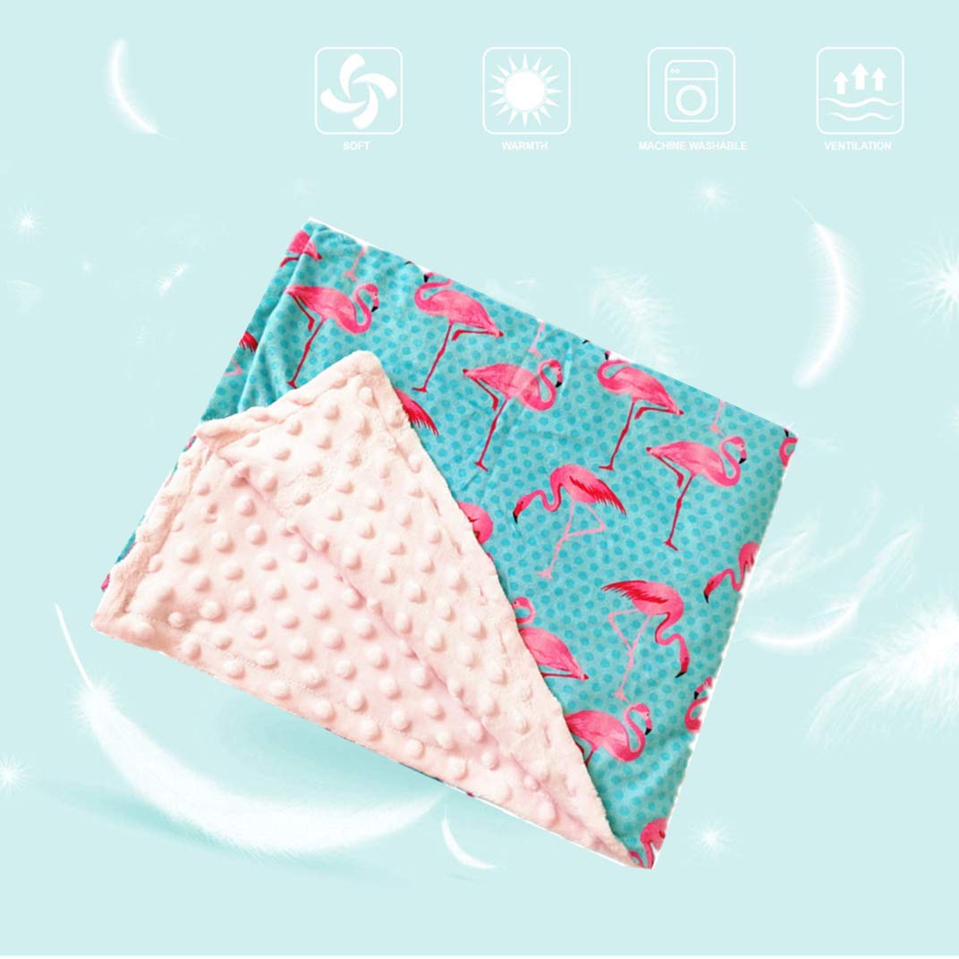 Super Soft Baby Blanket - Double Layer Minky Blanket with Dotted Backing, Pink Flamingo Design, 30 x 47 Inch | Perfect for Newborns, Nursery, Stroller, Toddler Crib Bedding | Ideal for Boys & Girls | Cozy Security Blanket for Sleeping, Travel & Playtime