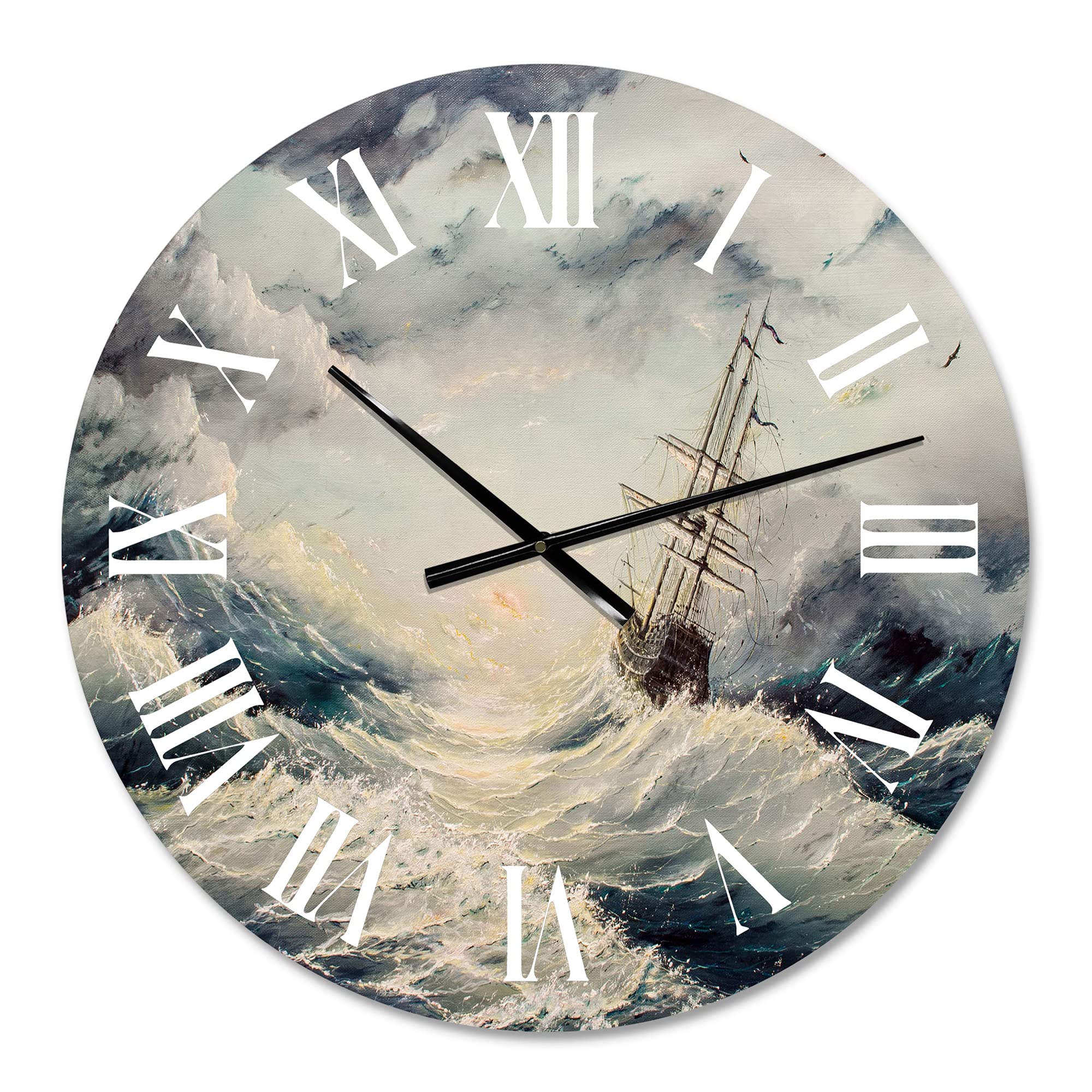 Struggle with The Elements Nautical Coastal Wall Clock - Large Landscape Nature Decor for Living Room, Bedroom & Office | Perfect for Beach House & Coastal Theme Decor