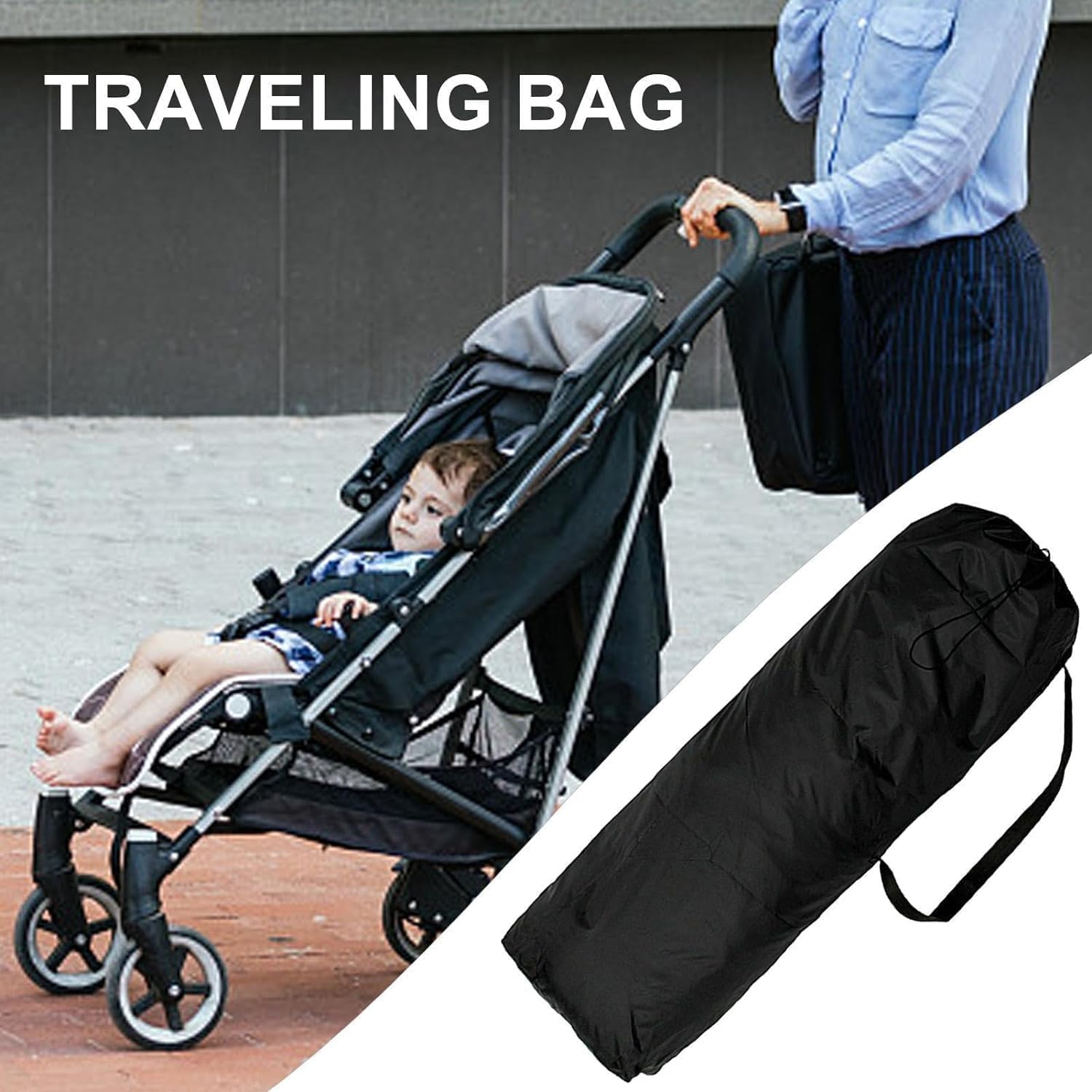 ZHYUAN Waterproof Stroller Travel Bag for Airplane - Portable Pram Storage Bag with Carry Handle | Perfect for Air Travel, Baby Gear Protection & Compact Storage