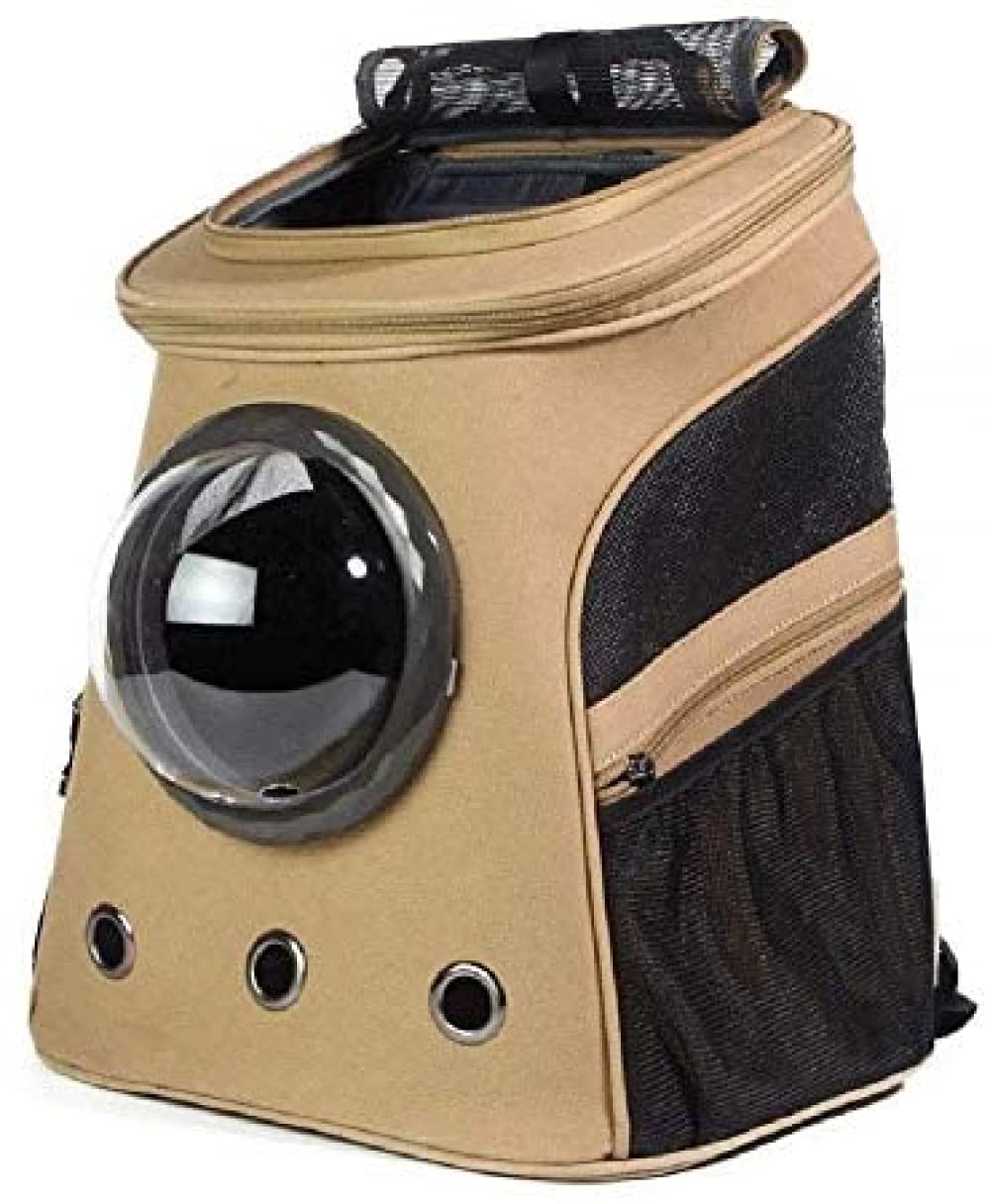 YRHH Pet Backpack Carrier for Large Cats & Medium Dogs - Breathable & Comfortable Cat & Dog Travel Backpack - Khaki Color - Perfect for Hiking, Travel & Outdoor Adventures