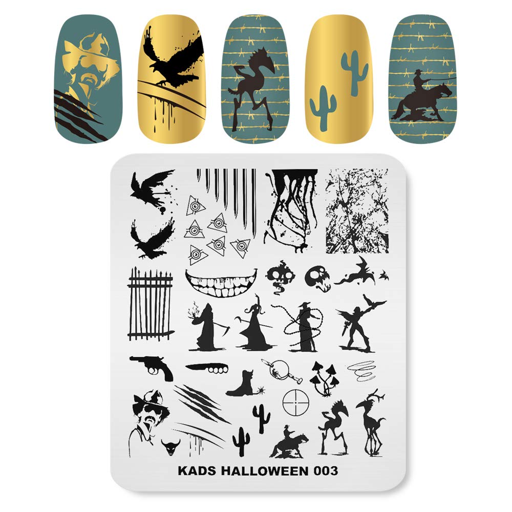KADS Halloween Nail Art Stamping Kit - 10 Nail Stamp Plates with Pumpkin, Ghost, Skull & Bat Designs for DIY Nail Decoration (HA003) | Perfect for Halloween Parties, Costume Nails & Spooky Manicures