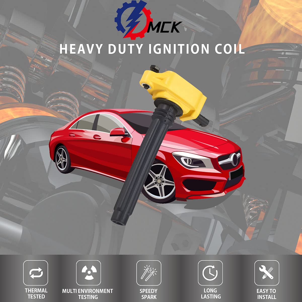 6-Pack MCK Ignition Coil Set Compatible with Chrysler Dodge Jeep Ram Volkswagen 3.2L 3.6L V6 (2011-2020) - Fits Town & Country, Avenger, Challenger, Charger, Durango, Wrangler 1500/2500, Routan - Engine Performance Replacement Parts for Smoother Acceleration & Better Fuel Efficiency