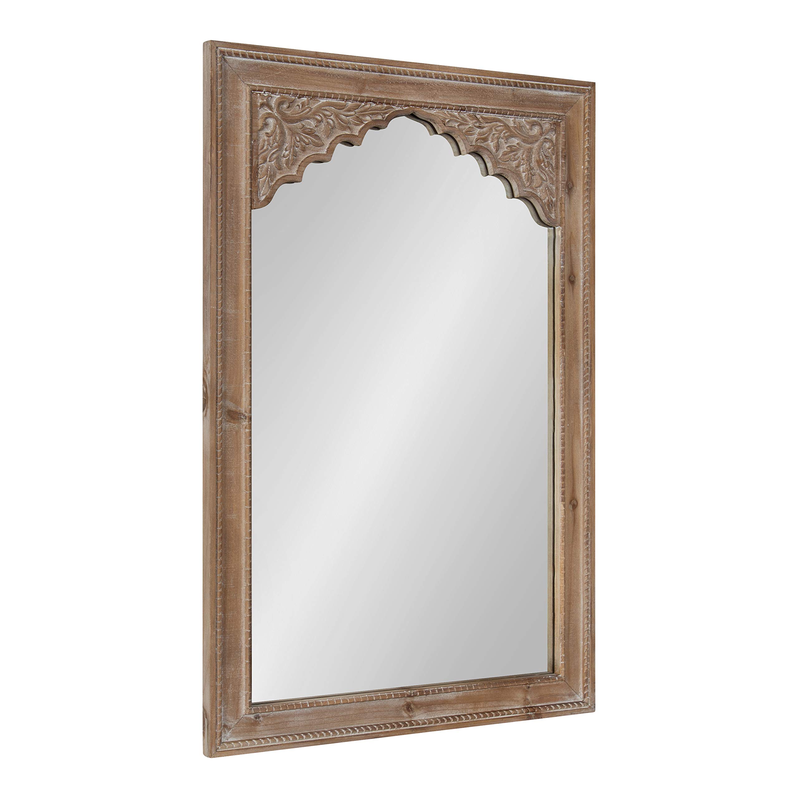 Kate and Laurel Shivani Boho Wall Mirror - 24x36 Inches, Rustic Brown Farmhouse Decor with Ornate Detailing - Perfect for Living Room, Bedroom, or Entryway Wall Decor