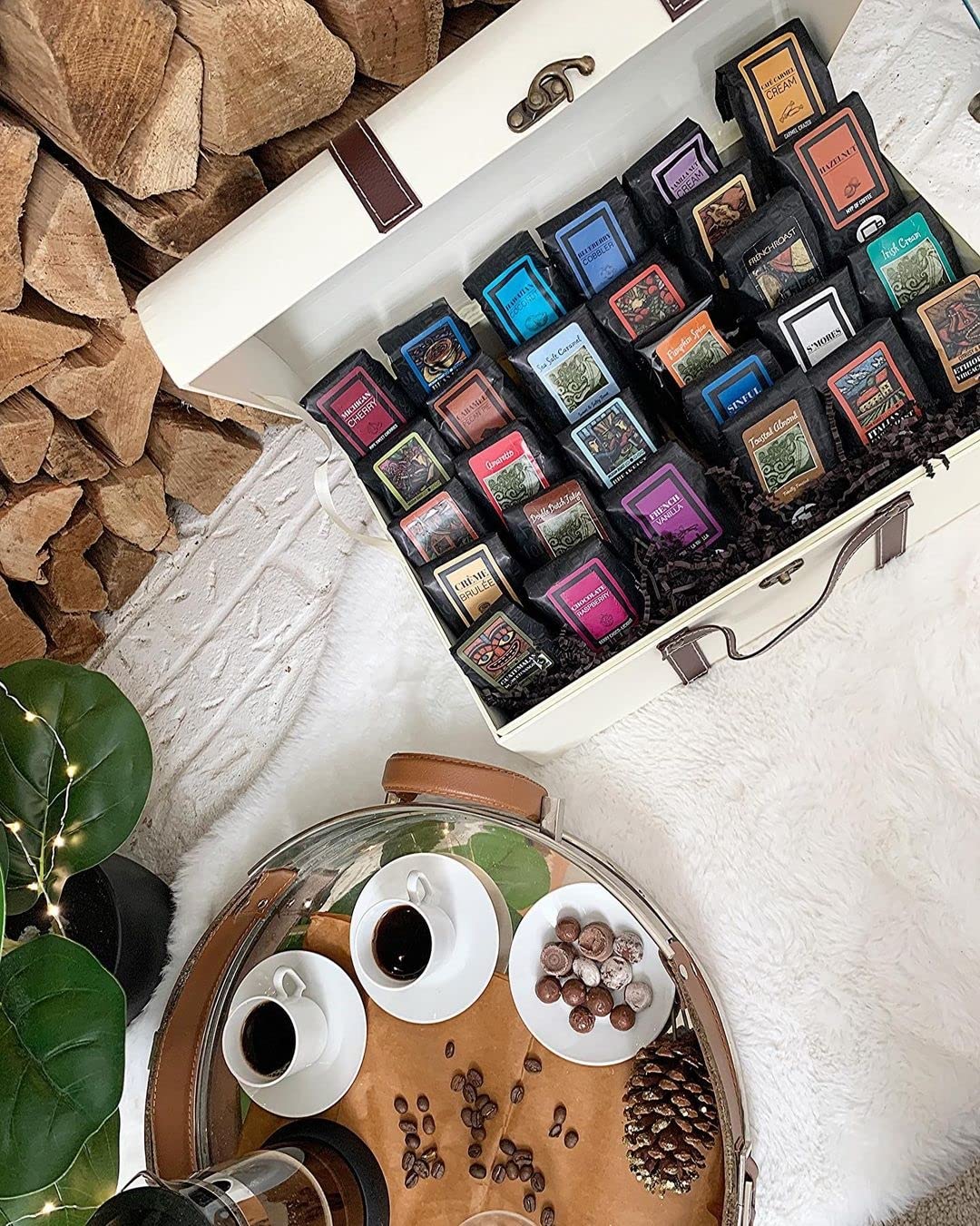 Premium Coffee Beanery Grand Sampler Gift Basket - 28 Variety Pack of 100% Arabica Specialty Coffee - Gourmet Flavored Coffee Beans for Home, Office & Gifting