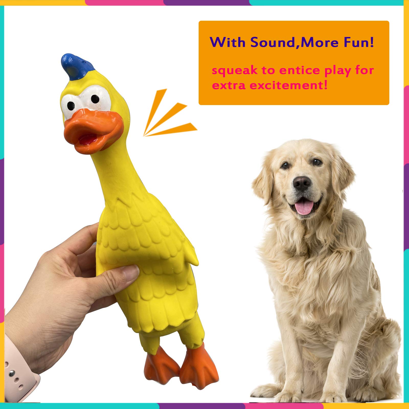 **PetLike Squeaky Dog Toys – Safe Latex Rubber Chew Toys for Small & Medium Dogs – Screaming Rubber Duck Dog Toy Set (Duck, 2 Pack) – Perfect for Playtime, Training & Interactive Fun**