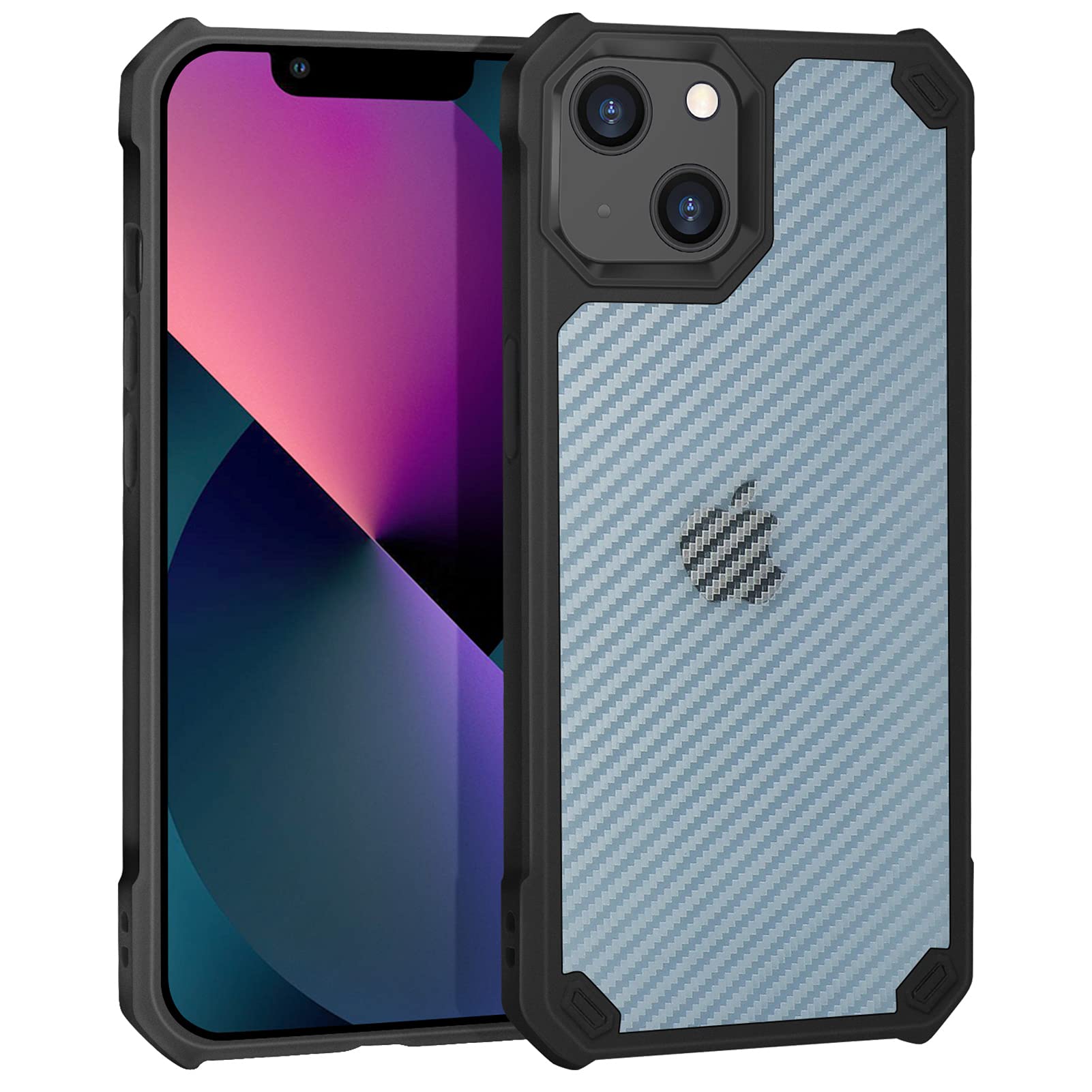 Toplive Carbon Fiber Pattern Slim Shockproof Bumper Phone Case for iPhone 13 (6.1 Inch, 2021 Release) - Durable Protection for Everyday Use & Outdoor Activities