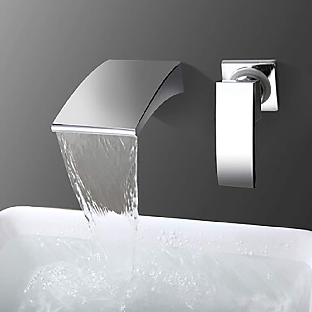 ZKS-KS Modern Wall Mounted Waterfall Basin Faucet - Hot & Cold Mixer Tap for Bathroom Sink - Concealed Design for Hand Washing & Bathtub Use - Perfect for Contemporary Bathrooms & Spa Settings