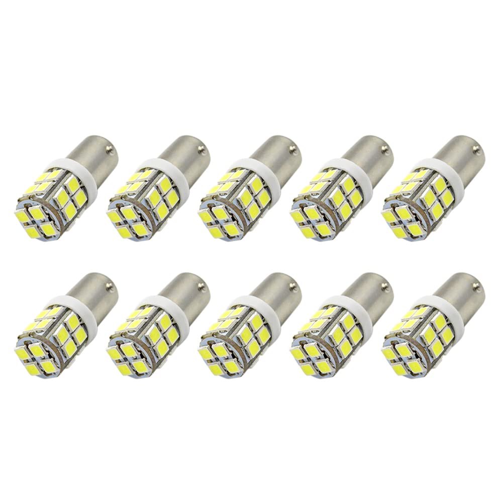 Ruiandsion 10-Pack BA9S LED Bulbs 12V Super Bright 2835 20SMD Chipset - White Interior Lights for Cars, Trucks, Boats - Perfect for Side Door Courtesy Lights, Dome Lights & Dashboard Illumination