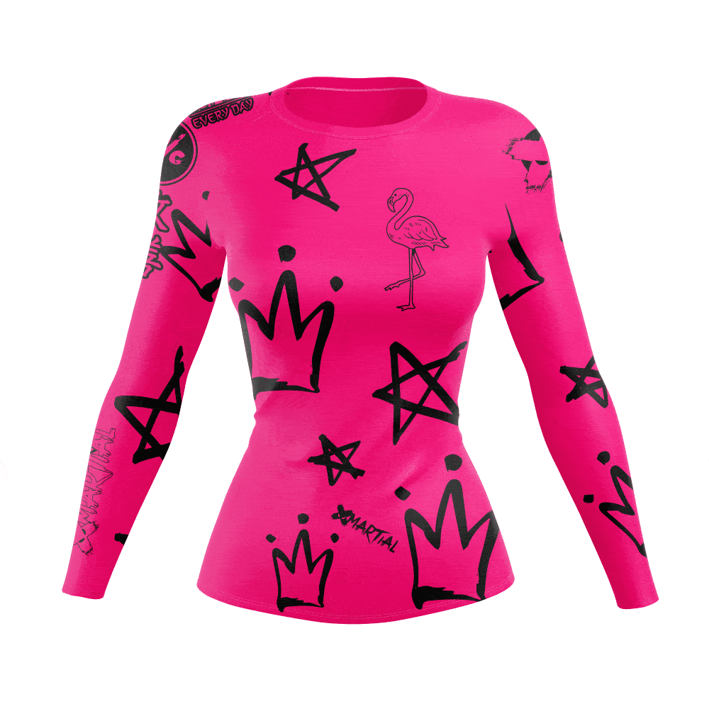 Flamazing Women's BJJ Rash Guard - Long Sleeve Compression Top for Brazilian Jiu-Jitsu, MMA & Training - Moisture Wicking & UV Protection - Perfect for Grappling, No-Gi & Fitness Workouts