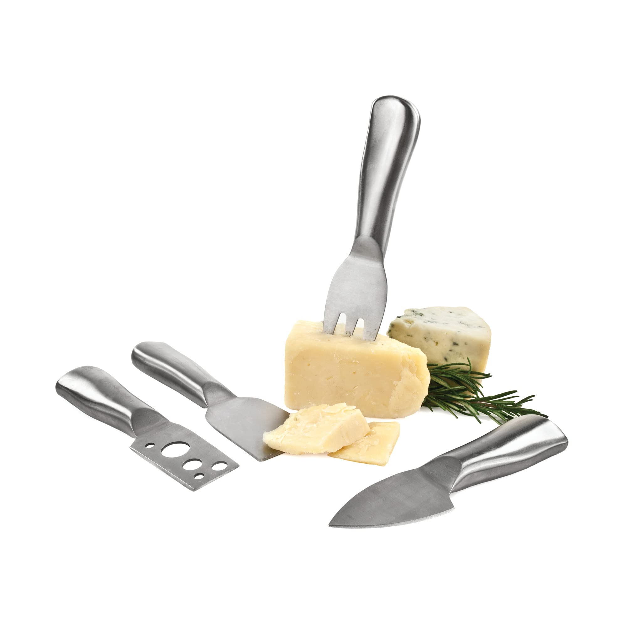 True Botero Stainless Steel Cheese Knife Set - 3-Piece Metallic Kitchen Tools for Cheese, Fruits & Charcuterie Boards | Perfect for Parties, Wine Tasting & Gourmet Entertaining (0175)