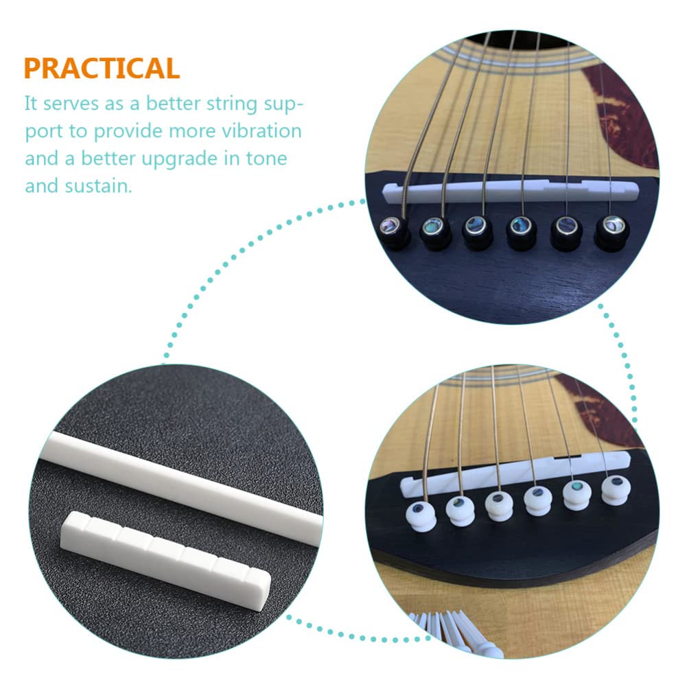 ERINGOGO Professional Guitar Bone Bridge Pins, String Nut & Saddle Kit - Premium Ox Bone Material with Smooth Finish for Acoustic Guitar Strings | Perfect for Guitar Repair, Maintenance & Tone Enhancement