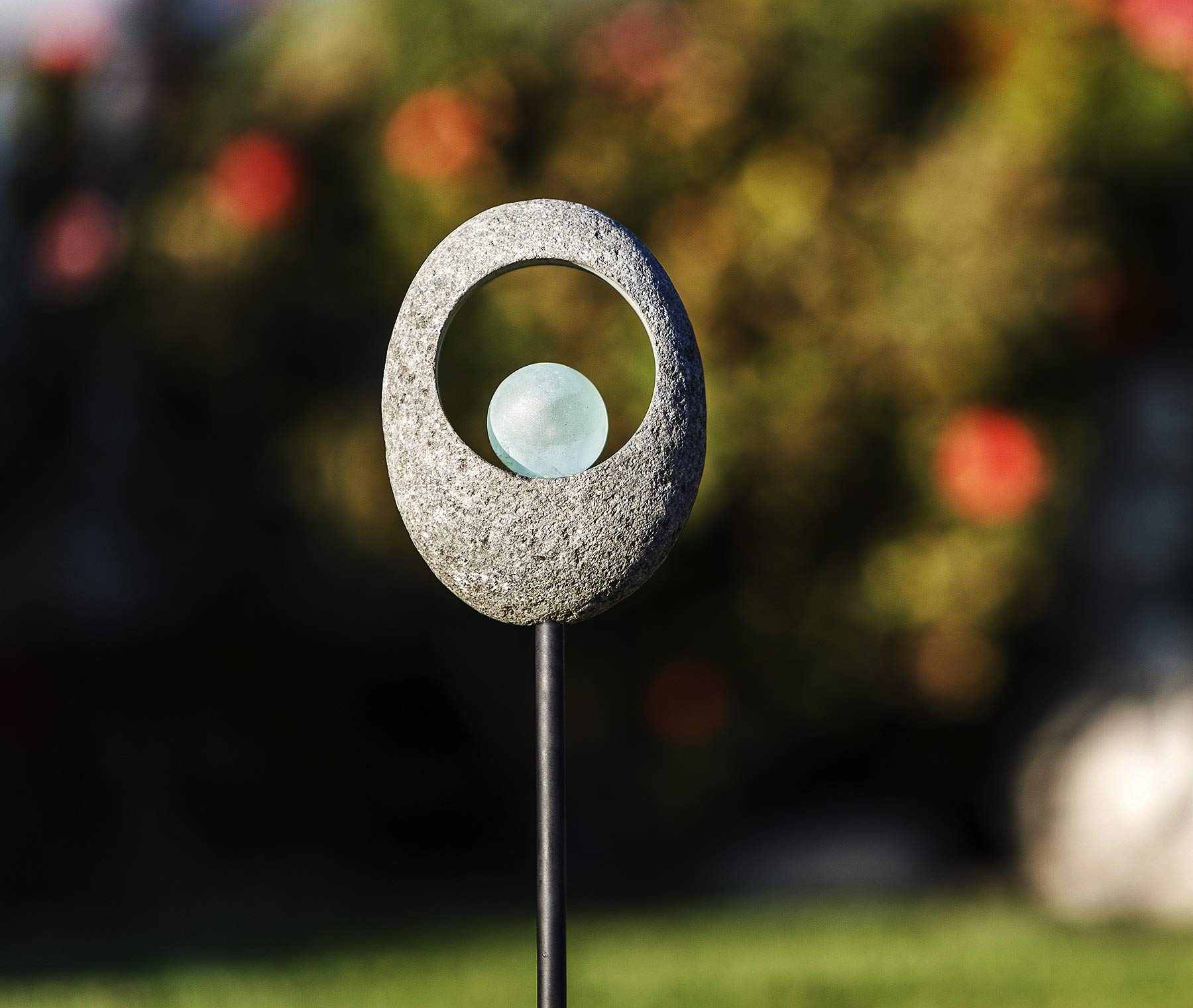 Natural Moonstone Glass Ball Garden Stake - Solar-Powered LED Light for Outdoor Decor, Yard & Patio Landscaping