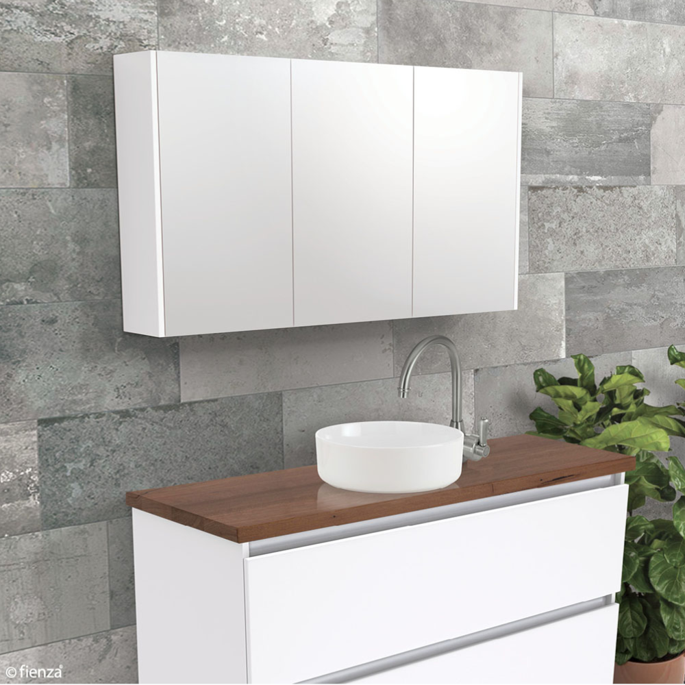 Fienza PSC1500W White Mirror Cabinet with Side Panels - 1500mm Bathroom Vanity for Modern Homes | Perfect for Small Spaces & Daily Makeup Routine