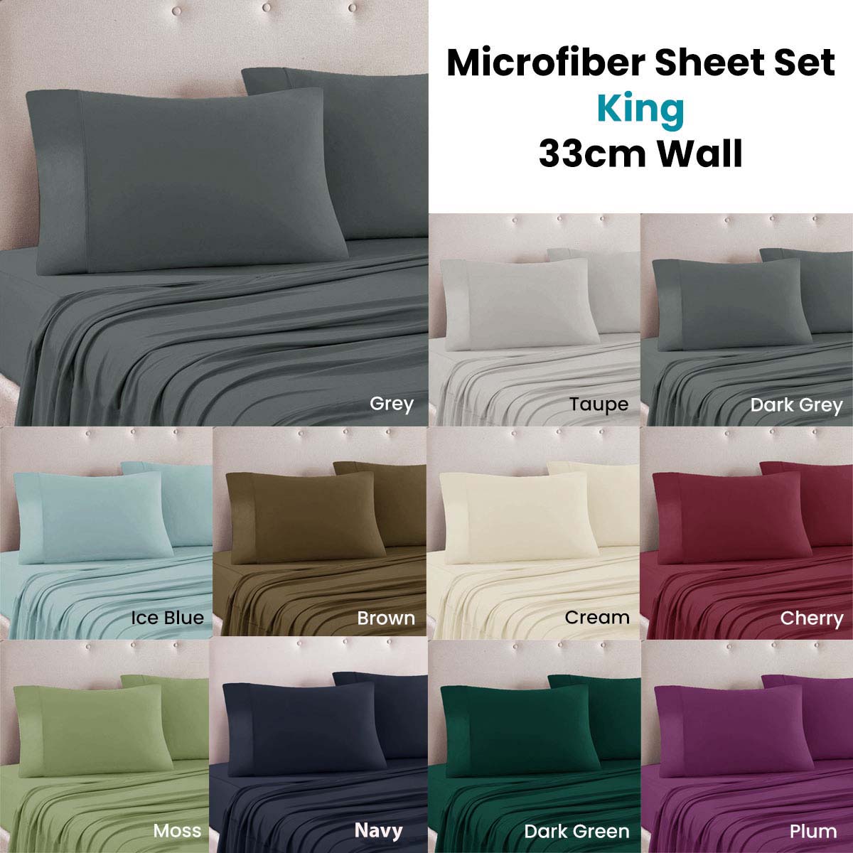 Art Terrace Microfiber Sheet Set King 33cm Wall Cream - Ultra Soft Bedding Set for Luxurious Comfort - Perfect for Master Bedrooms, Guest Rooms & Cozy Home Decor