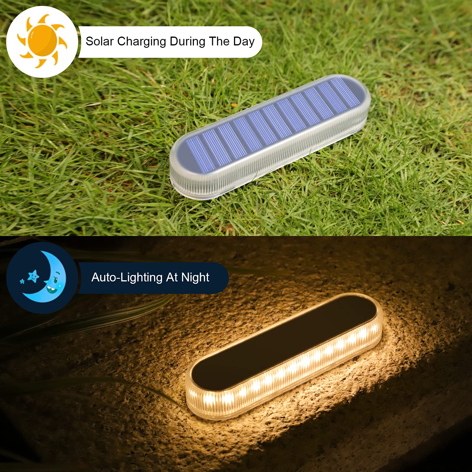 WILLED 4 Pack Solar Step Lights for Outdoor - Warm White Waterproof Solar Deck Lights with Large Solar Panel | Perfect for Steps, Stairs, Dock, Driveway, Walkway, Sidewalk & Garden Lighting