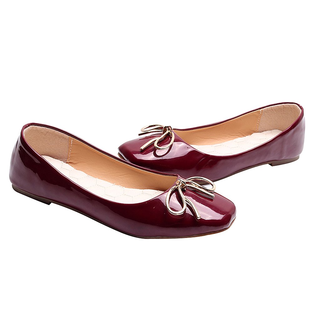 ANUFER Women's Comfortable Square Toe Ballet Flats with Bow Tie - Cute Dolly Shoes for Casual Wear, Office & Party Occasions