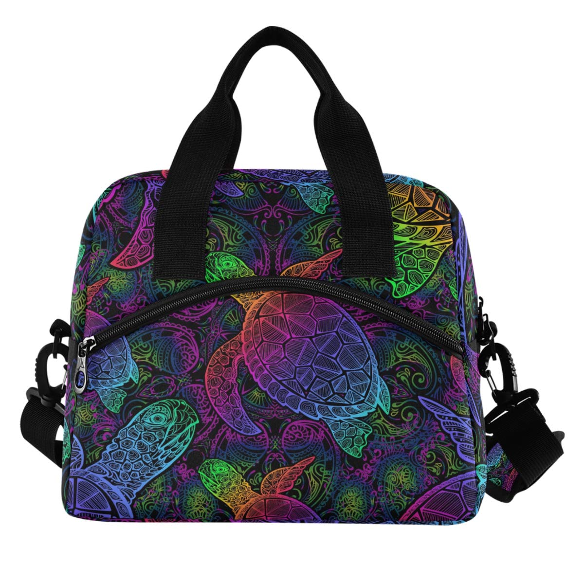 Emelivor Insulated Lunch Bag for Women & Men - Reusable Cooler Tote with Shoulder Strap, Sea Turtle Mandala Boho Design for School, Work & Picnics | Eco-Friendly Thermal Lunch Box for Office & Outdoor Activities