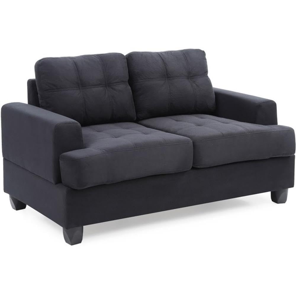Premium Black Microsuede Loveseat by Glory Furniture - Comfortable Small Sofa for Living Room, Apartment & Office - Sandridge Collection for Cozy Seating & Space Saving