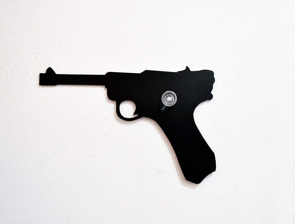Hand Gun Silhouette Wall Hook - Heavy Duty Coat Hanger & Key Holder for Home, Office, or Gun Room Organization