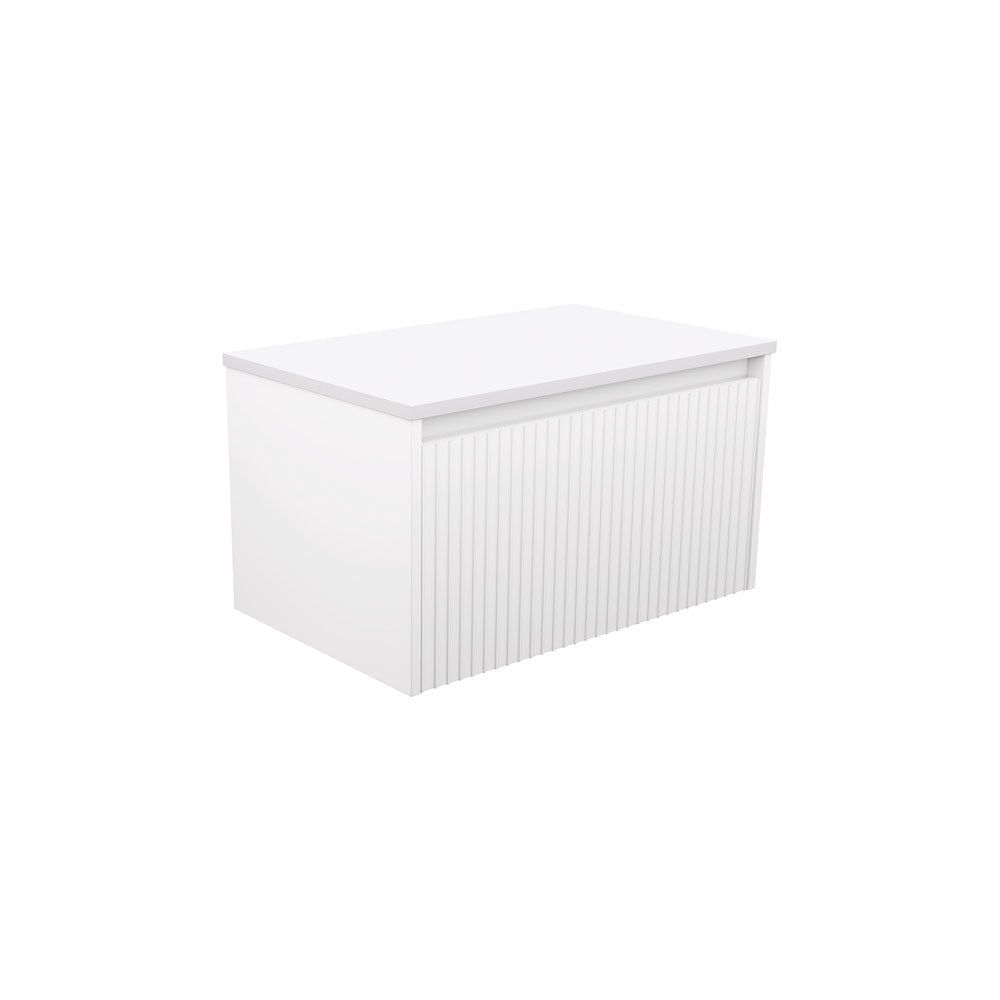 Fienza 75RW C Alina Fluted White 750 Wall Hung Bathroom Vanity Cabinet - No Top Included | Perfect for Modern Bathroom Storage & Organization