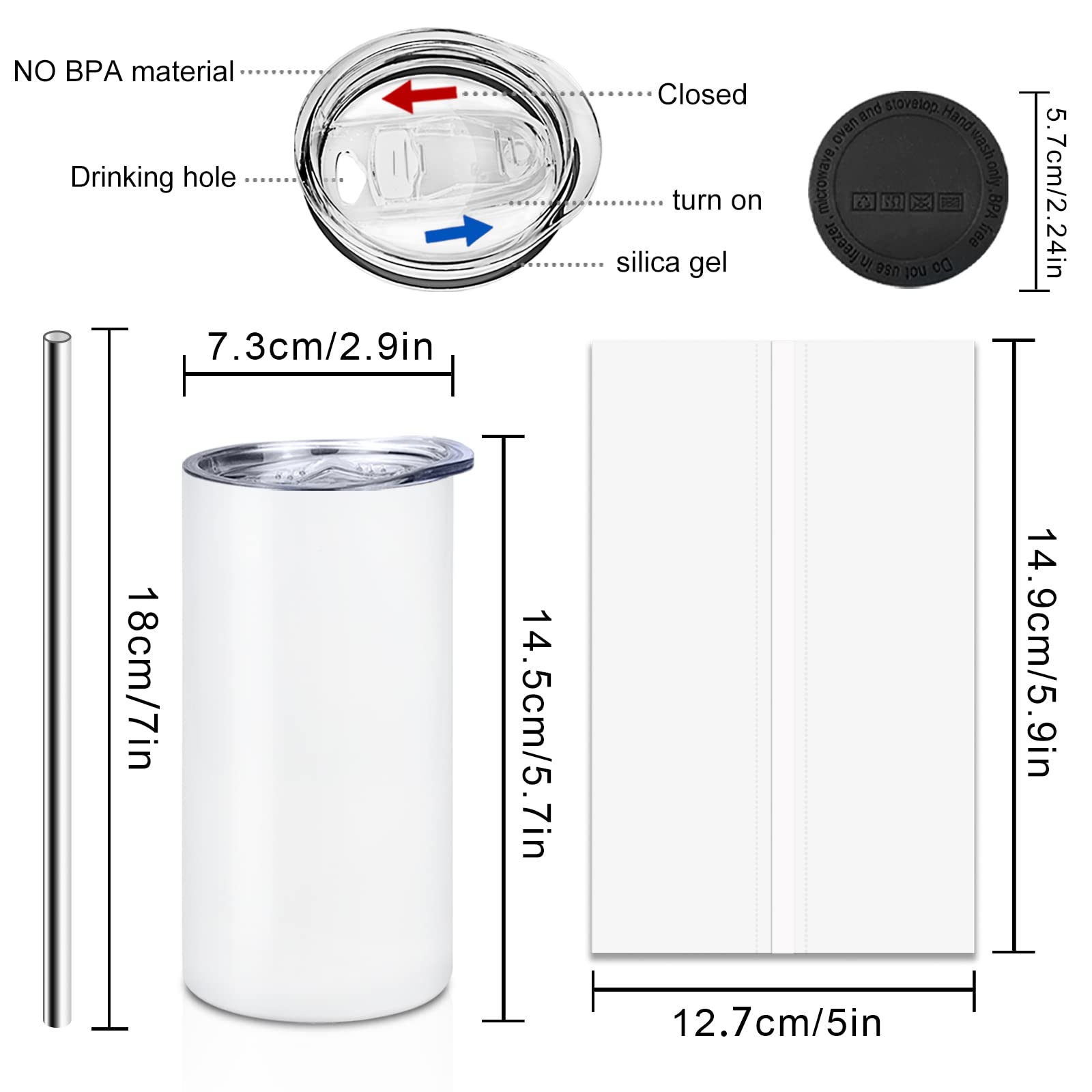 12OZ Sublimation Blank Tumblers for Kids - 20 Pack Stainless Steel Straight Skinny Tumblers with Lids & Metal Straws, Double Wall Vacuum Insulated, DIY Personalized Gift for Boys Girls - Perfect for School, Sports, Birthday Parties & Outdoor Activities