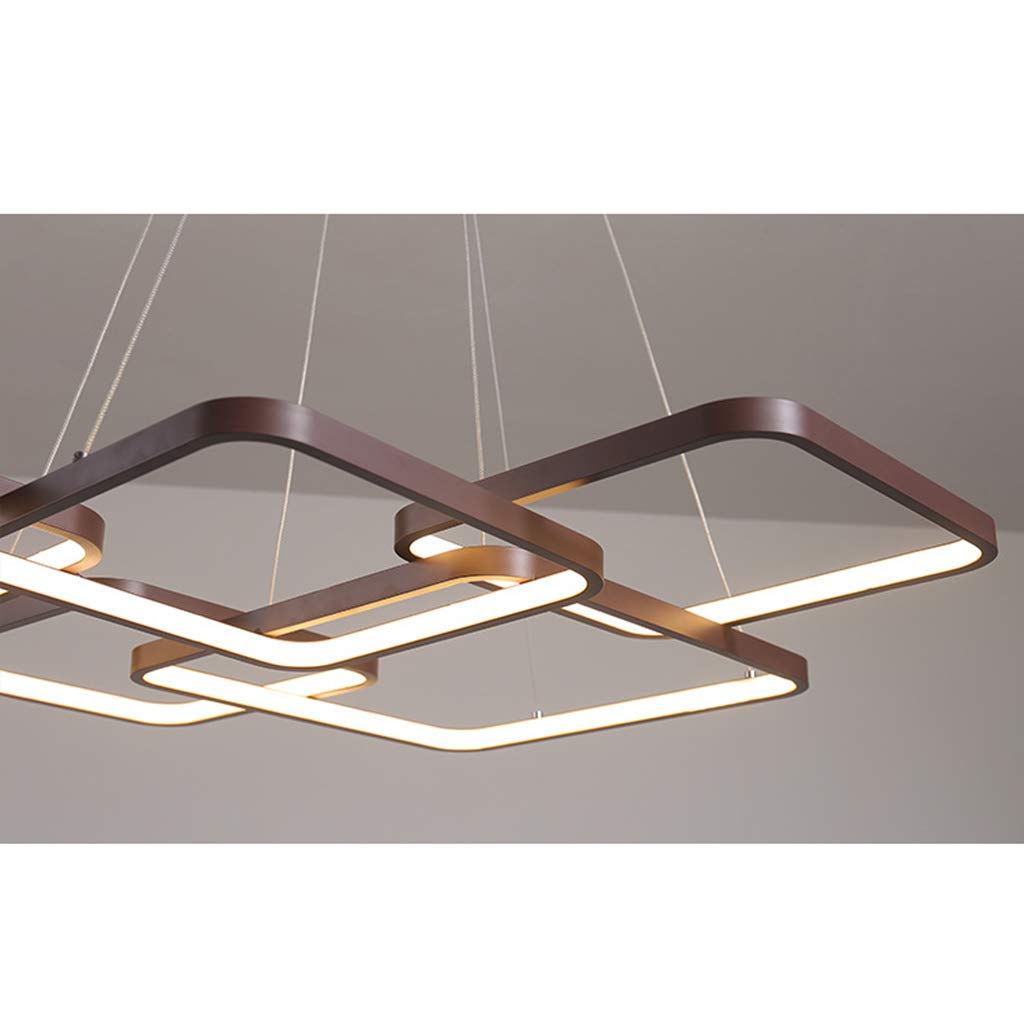 Modern Geometric LED Chandelier Ceiling Light - Round & Square Design with Remote Control & Stepless Dimming - Perfect for Bedroom, Living Room, Dining Room & Home Decor