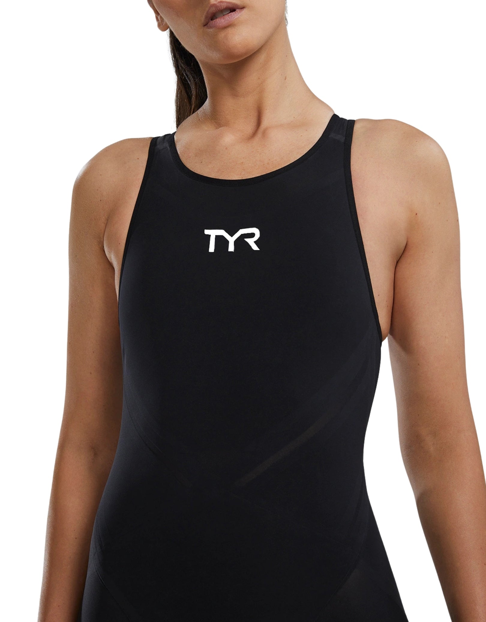 Venzo Open Back Kneeskin - Onyx Black | High-Performance Swimwear for Competitive Swimming & Training