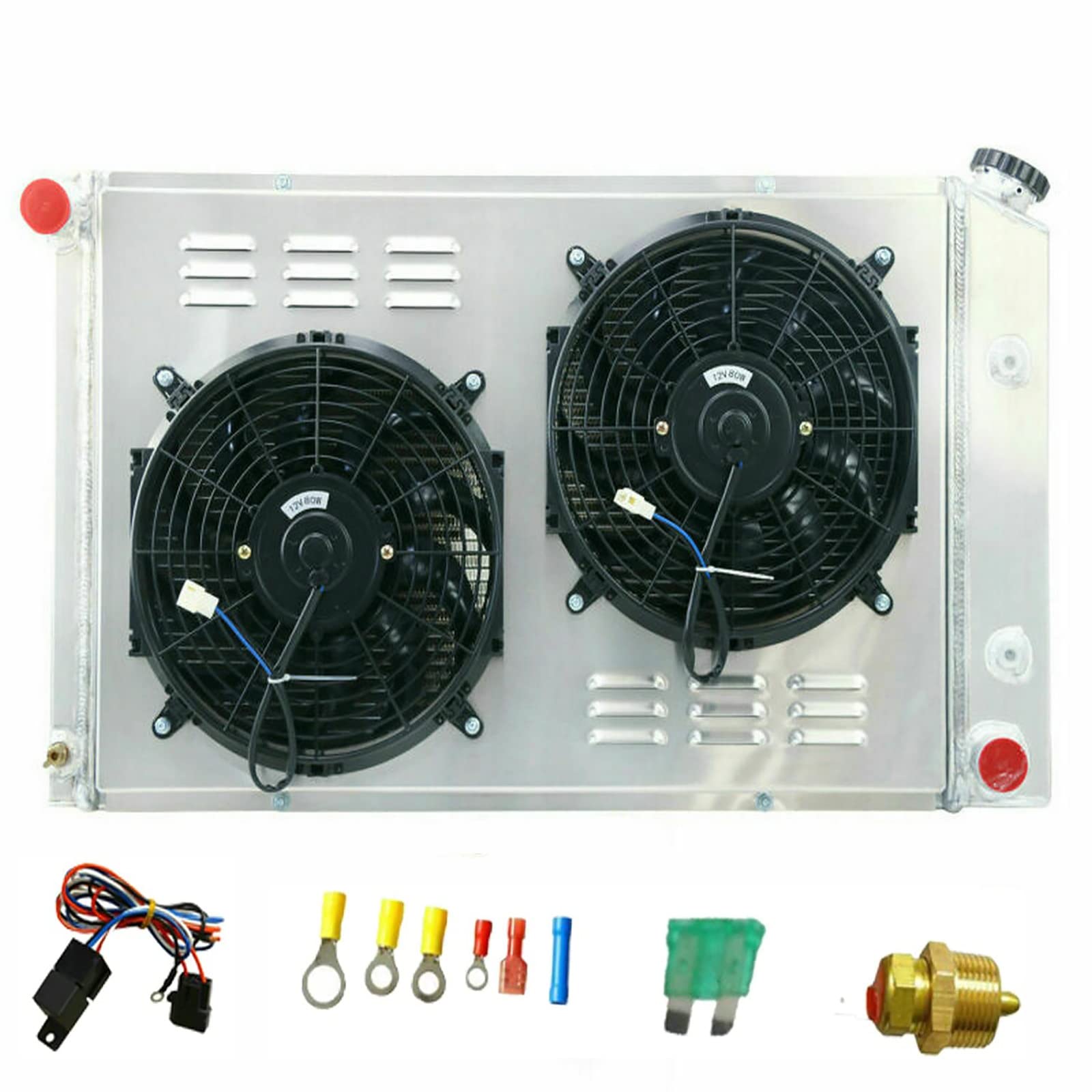 High-Performance 4-Row Aluminum Radiator for 1970-1981 Pontiac Firebird, AM Esprit & Formula - Compatible with V8 & L6 Gas Engines (Includes Fan Shroud & Relay) | Perfect for Classic Car Restoration & Hot Rod Upgrades