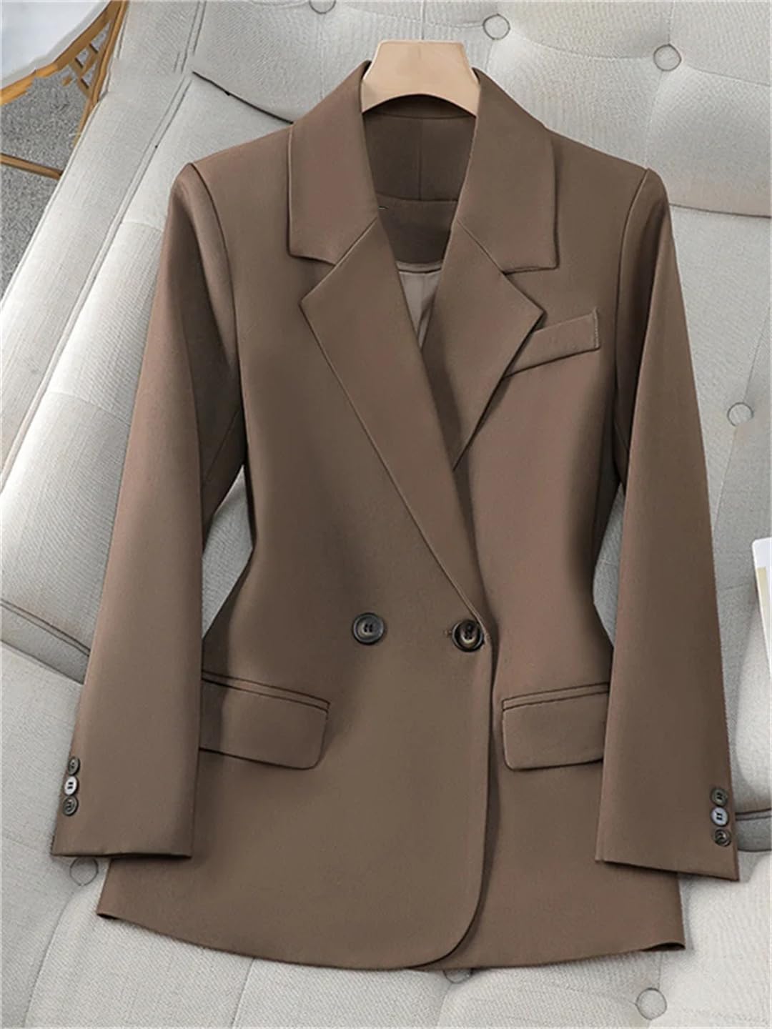 Women's Slim Fit Office Blazer - Solid Color Long Sleeve Turn Down Collar 2-Button Jacket | Professional Work Attire & Business Casual Outfits