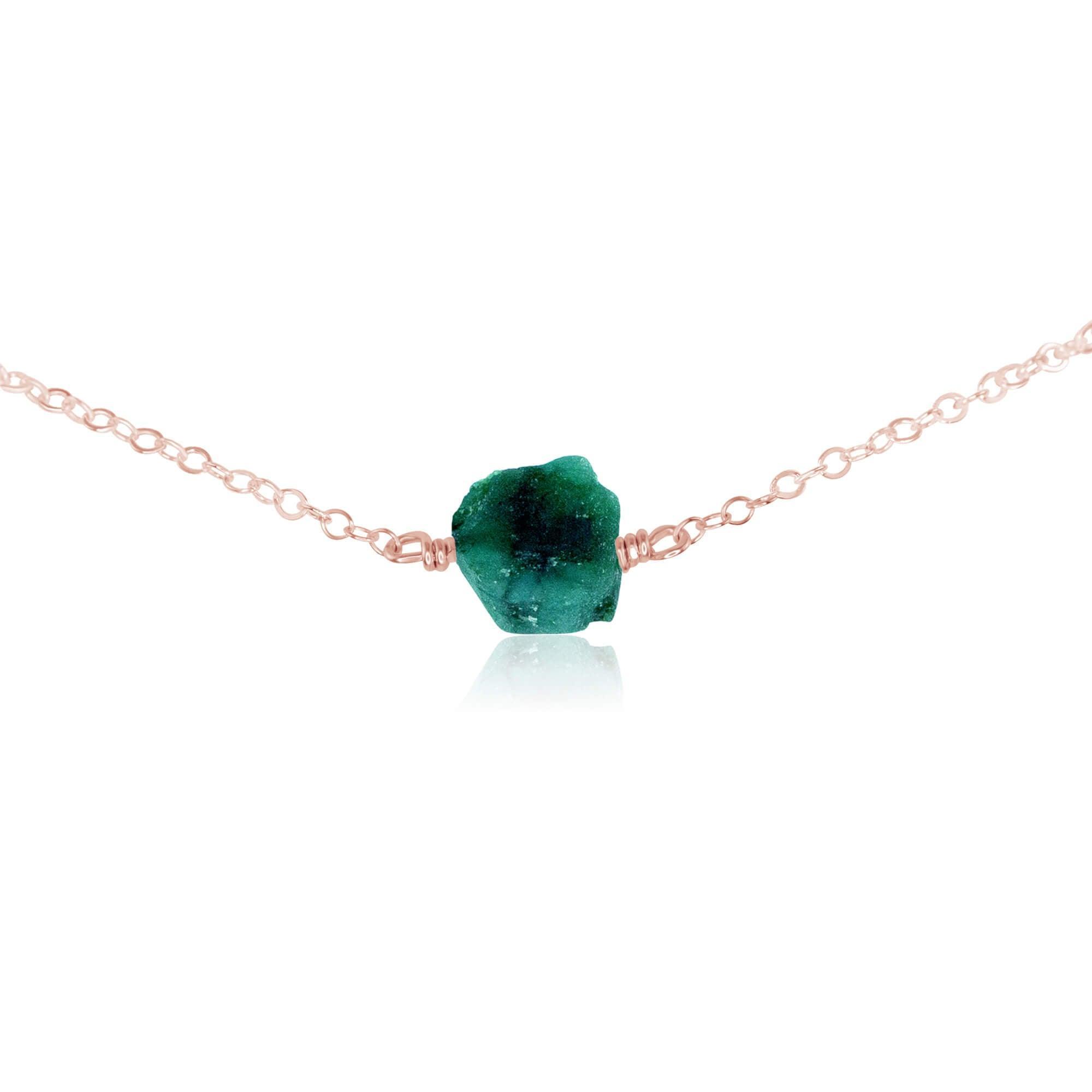 Natural Raw Emerald Crystal Nugget Choker Necklace - Handmade Boho Jewelry for Women, Spiritual Healing & Everyday Fashion Accessory