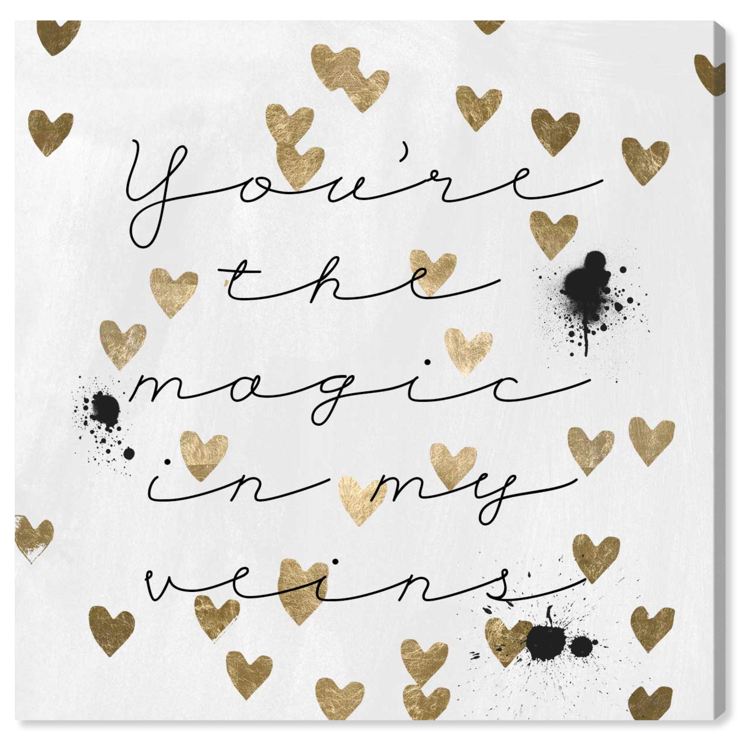 Oliver Gal Artist Co. 'Magic in Me' Gold & White Typography Wall Art Canvas Print - 30x30 Inch Inspirational Quote Home Decor for Living Room, Bedroom & Office
