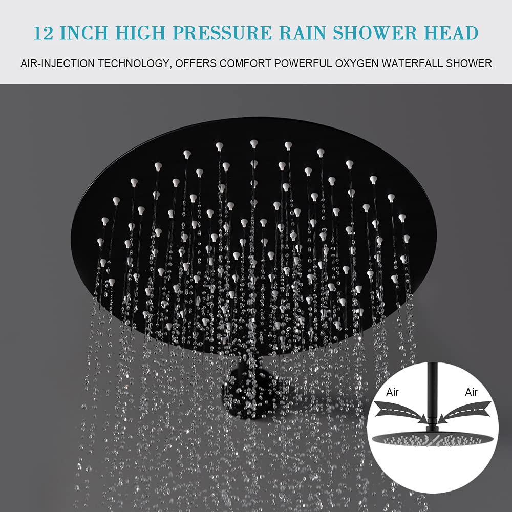 Premium Black Shower System - 12