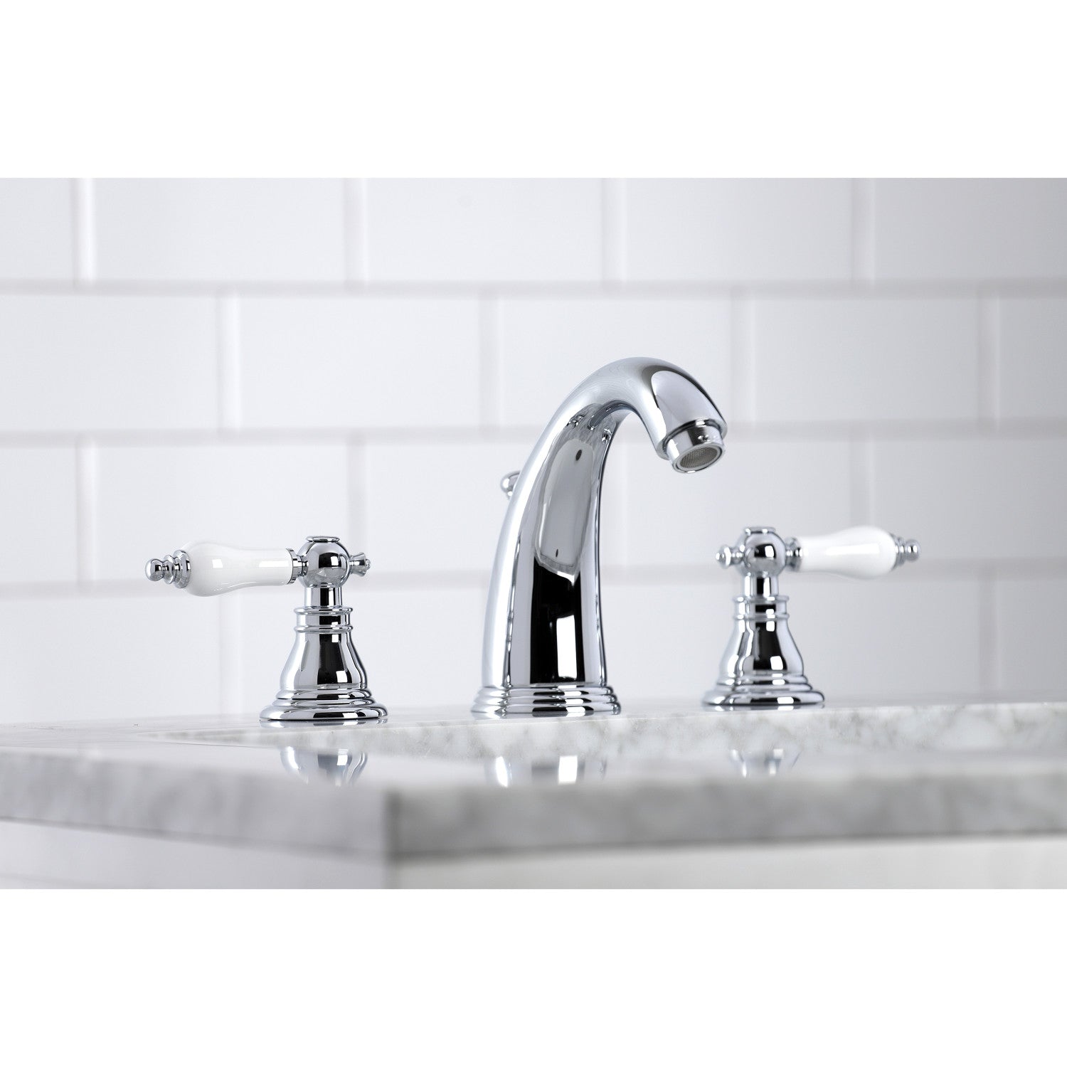 American Patriot KB981APL 3-Hole Widespread Bathroom Faucet - Two Handle Deck Mount with Pop-Up Drain - Polished Chrome Finish for Vanity Sink - Perfect for Modern & Traditional Bathroom Renovations