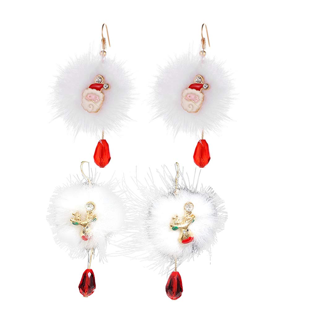 PRETYZOOM 2 Pairs Bridal Earrings for Women - Red Crystal Christmas Hair Earrings, Elegant Drop Dangle Earrings for Holiday Party, Wedding, Christmas Gifts & Festive Occasions