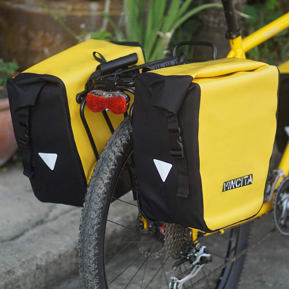 **Vincita Water-Resistant Bike Pannier Bag - Adjustable Quick-Release Clip with Rain Cover - Perfect for Commuting, Grocery Shopping & Outdoor Adventures**
