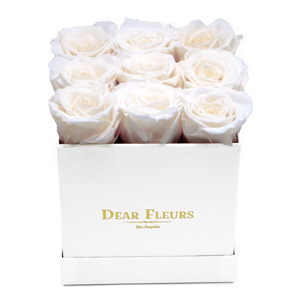 Nona Roses | Real Preserved Roses That Last 1 Year | Eternal Flowers Gift Set in White Leather Box - Perfect for Anniversaries, Valentine's Day & Home Decor