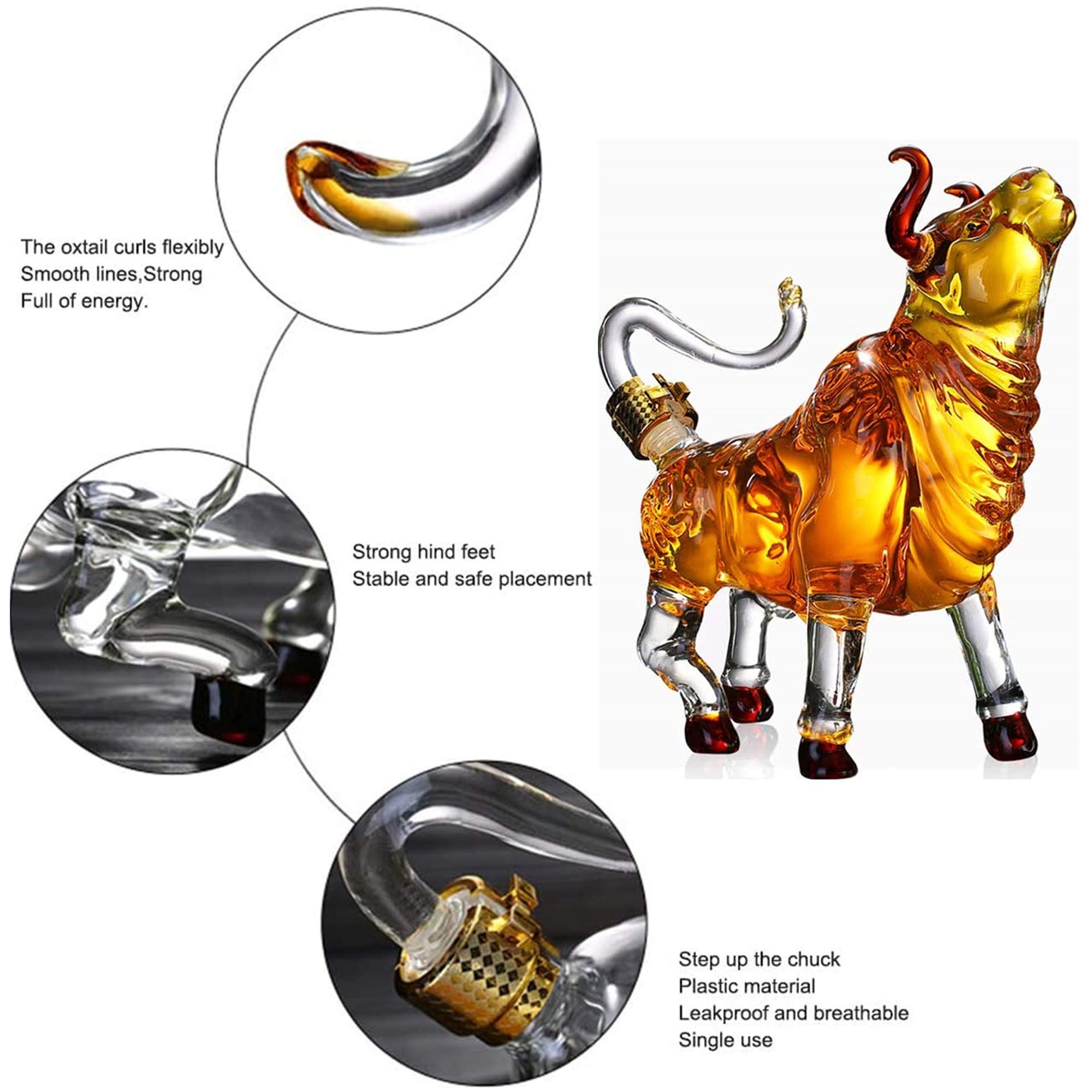 2021 Year of the Ox Zodiac Bull Decanter - 1000ML Chinese New Year Decorative Gift for Home Dining Table, Bar & Party Decorations - Perfect for Holiday Celebrations, Housewarming & Festive Gatherings