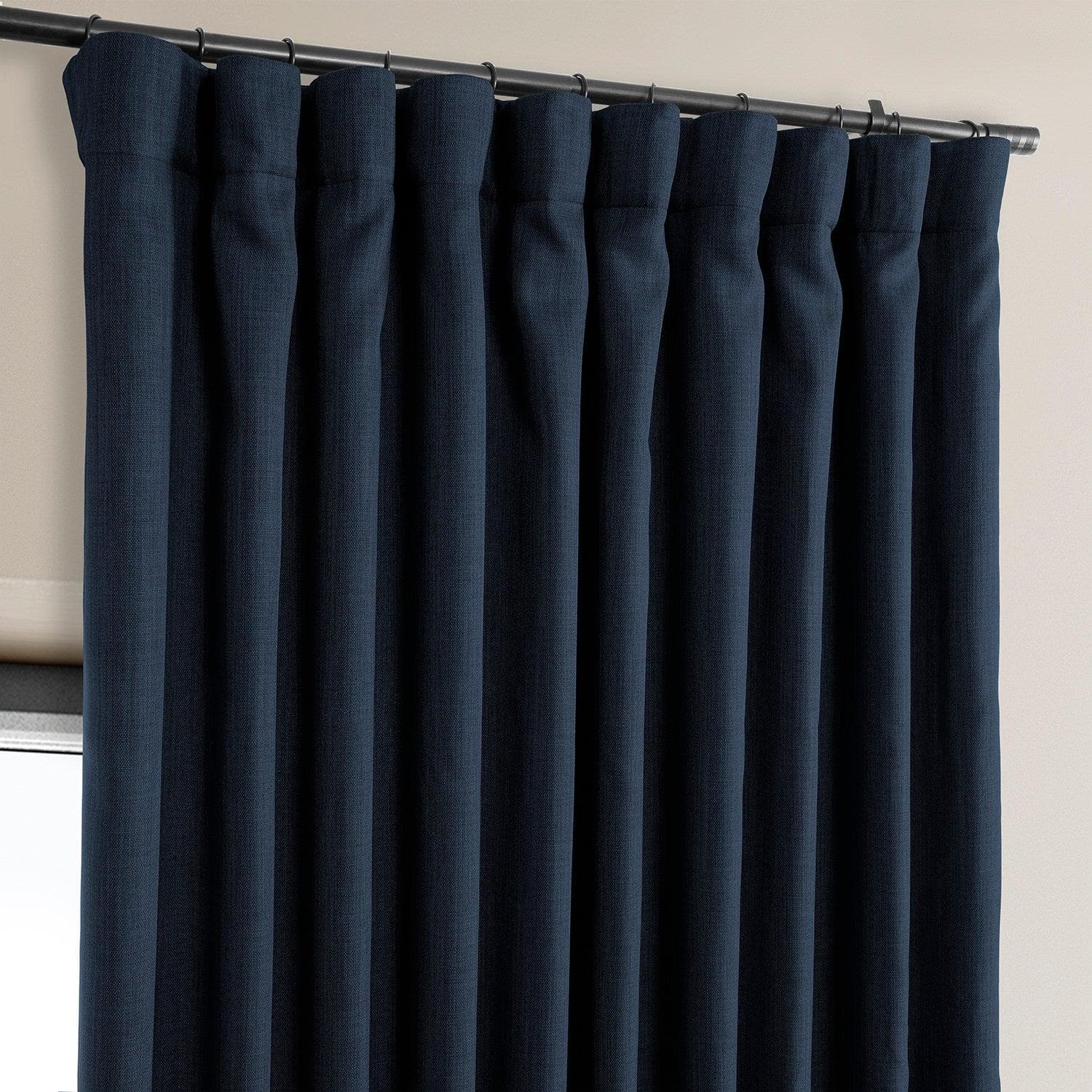 Nightfall Navy Extra Wide Textured Faux Linen Blackout Curtains for Bedroom - Thermal Insulated Window Drapes for Living Room & Nursery