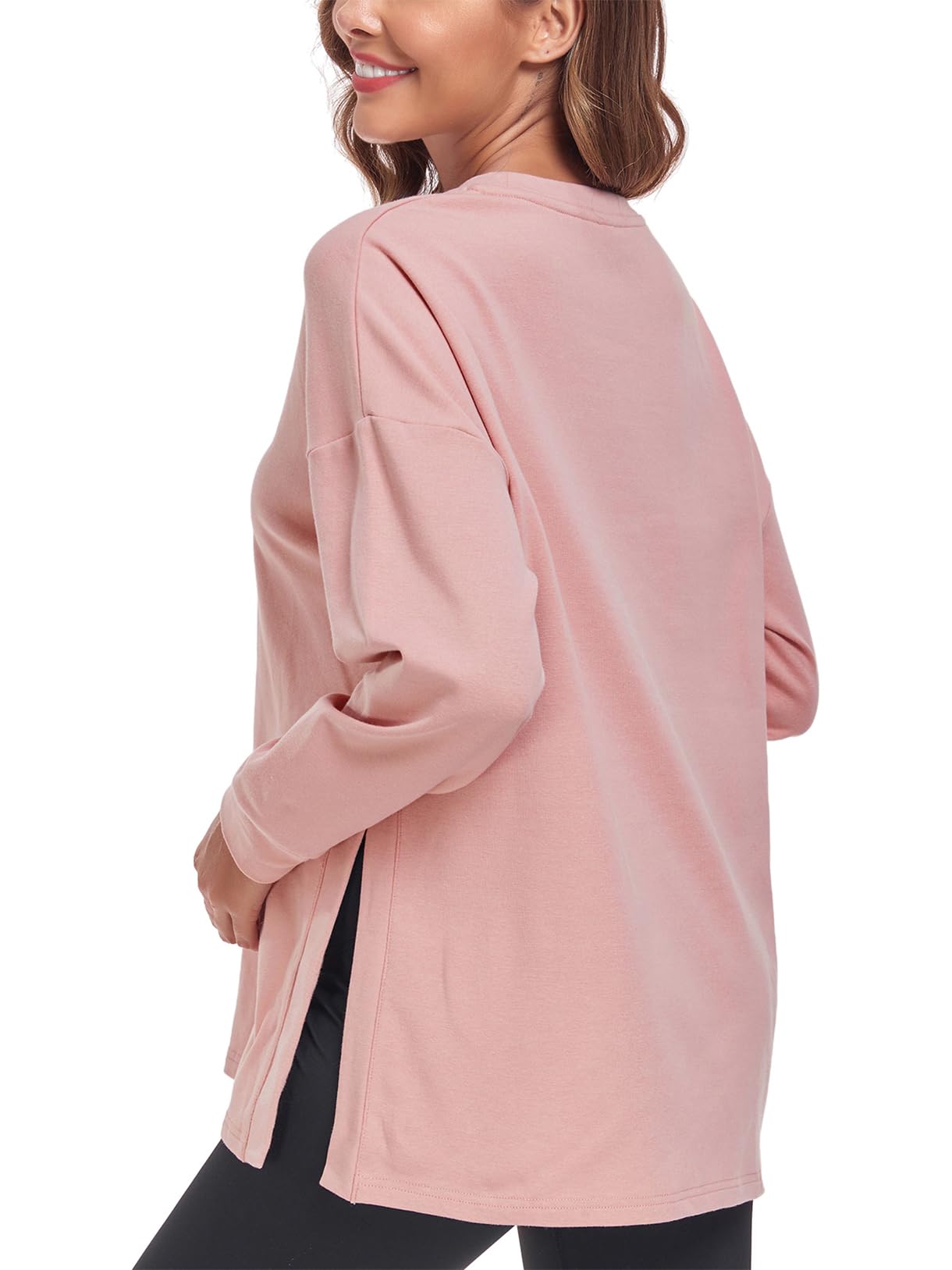 BBHoping Women's Maternity Shirts - Casual Split Side Pregnancy Tops, Long Sleeve Round Neck Loose Fit for Comfort | Perfect for Work, Daily Wear & Maternity Photos