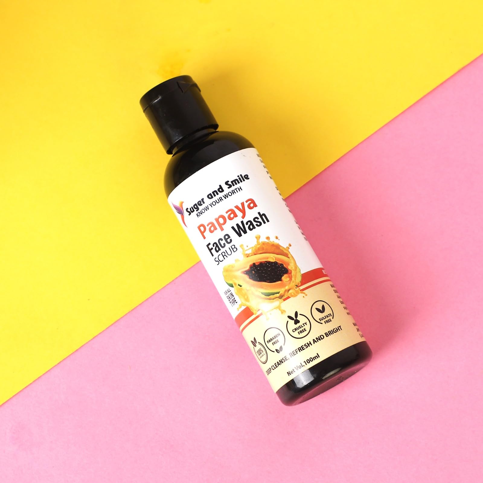 Natural Papaya Face Wash & Scrub (2-Pack, 100ml Each) - Brightening, Exfoliating & Gentle Cleansing for Glowing Skin | Perfect for Daily Skincare Routine & Acne-Prone Skin