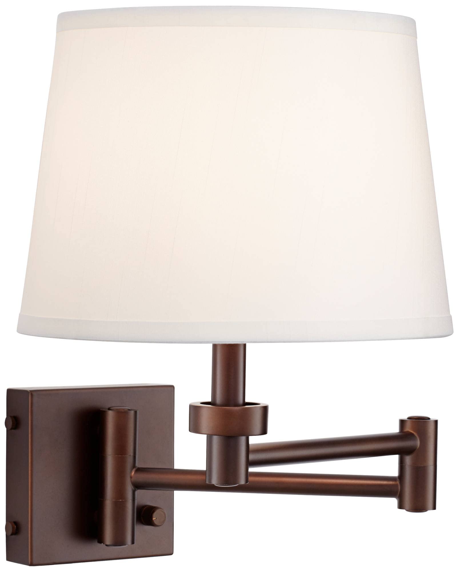 360 Lighting Vero Modern Swing Arm Wall Lamp with USB Charging Port - Oil Rubbed Bronze Plug-in Light Fixture with Cream Drum Shade - Perfect for Bedroom, Living Room, Hallway & Dining Areas (Reading Light, Nightstand Lamp, Home Decor)
