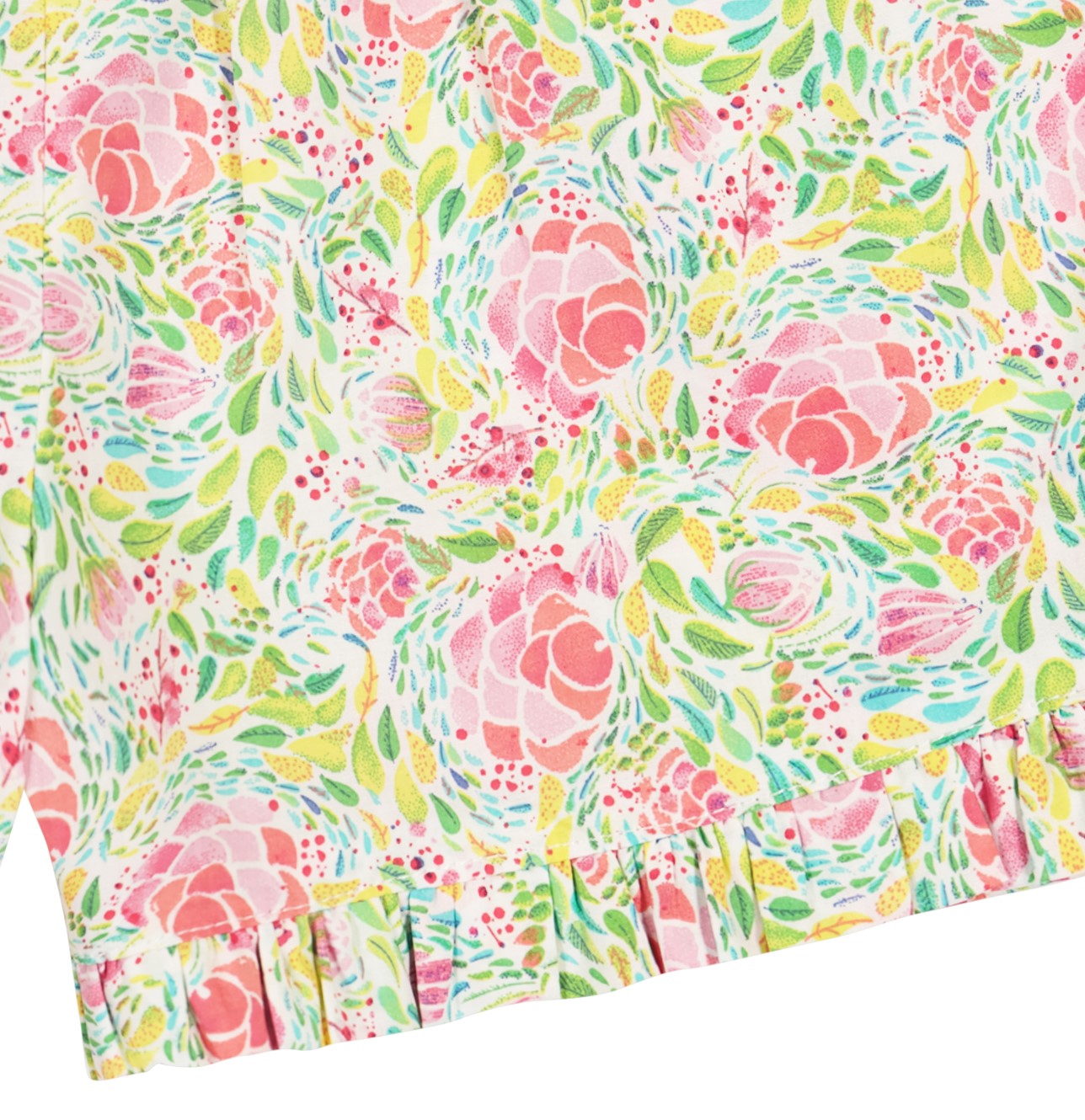 Lee Women's Ruffle Shorts - Floral Rose Garden Print, High Waist Denim Shorts for Summer | Casual Outfit, Beach Vacation, Outdoor Activities