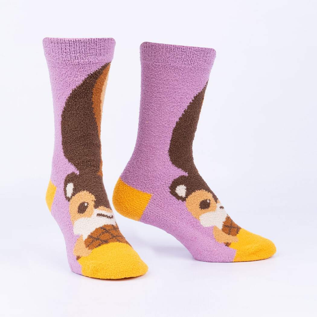 Fun Sock It To Me Slipper Socks - I'm Nuts About You Design - Cozy Non-Slip House Slippers for Women & Men - Perfect for Winter, Lounge Wear & Gift Giving