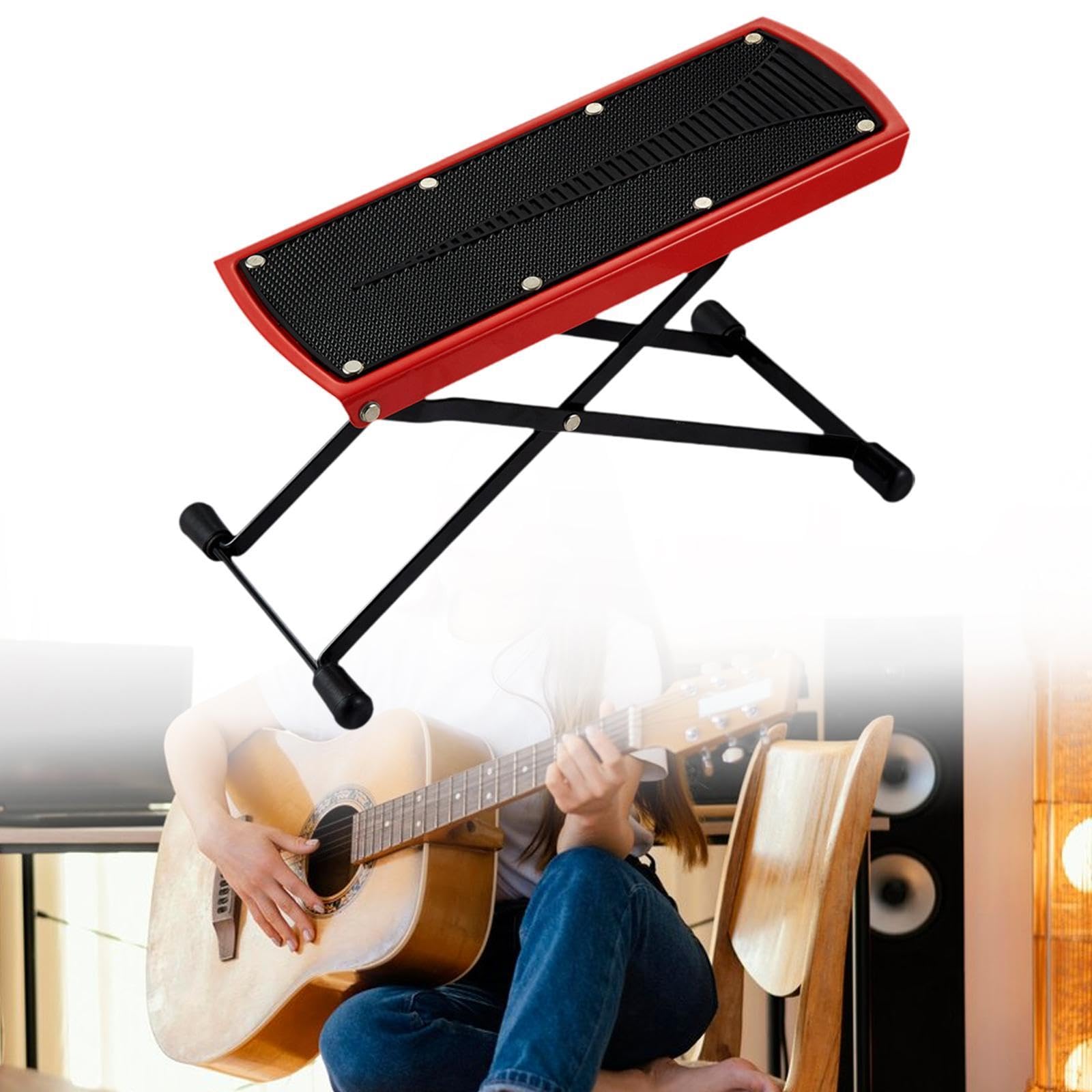 Adjustable Guitar Foot Stool - 6 Height Positions for Electric & Acoustic Guitars - Stable & Ergonomic Design for Comfortable Playing & Practice