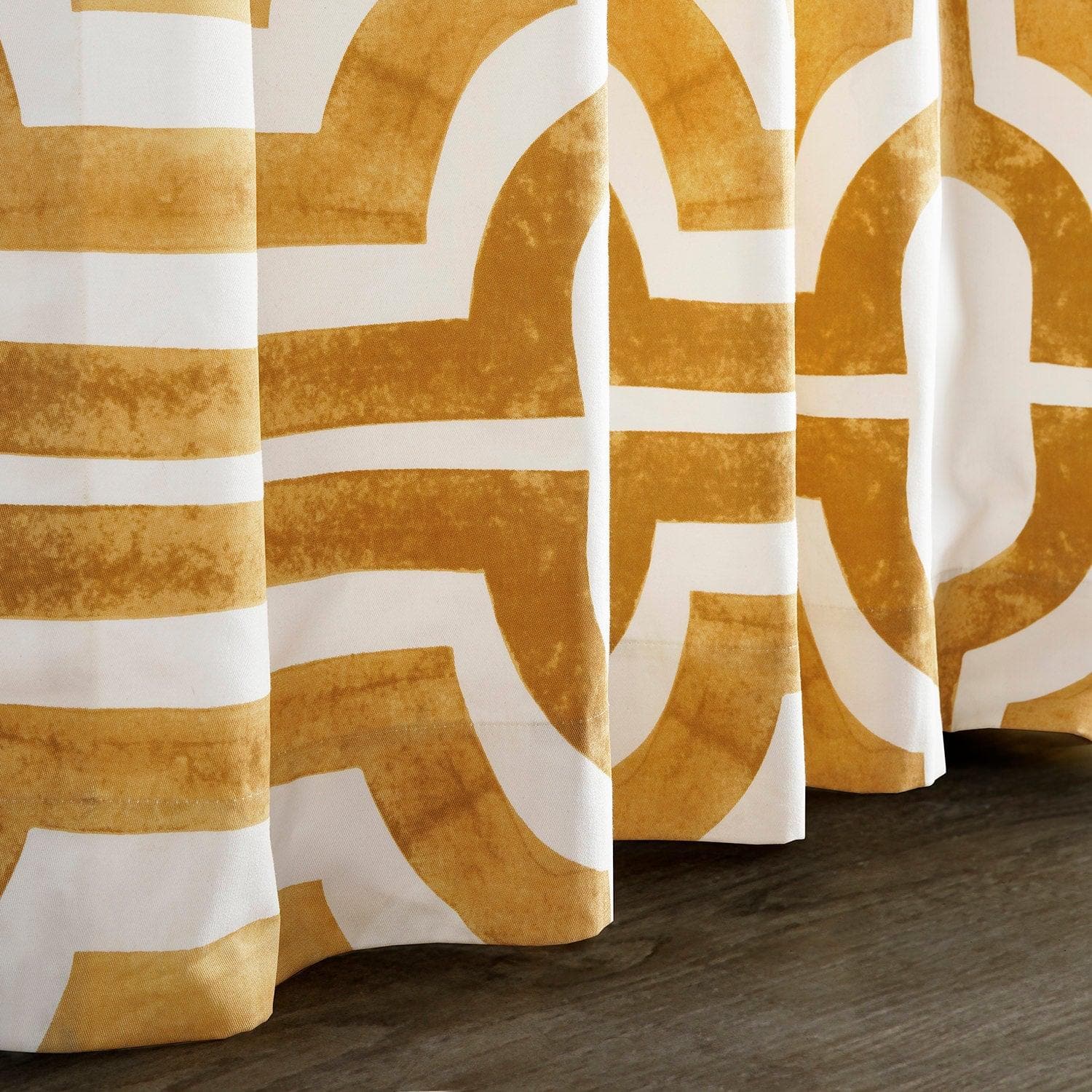 Mecca Gold Geometric Printed Cotton Blackout Curtains for Bedroom & Living Room - Stylish Window Treatment for Light Blocking & Privacy