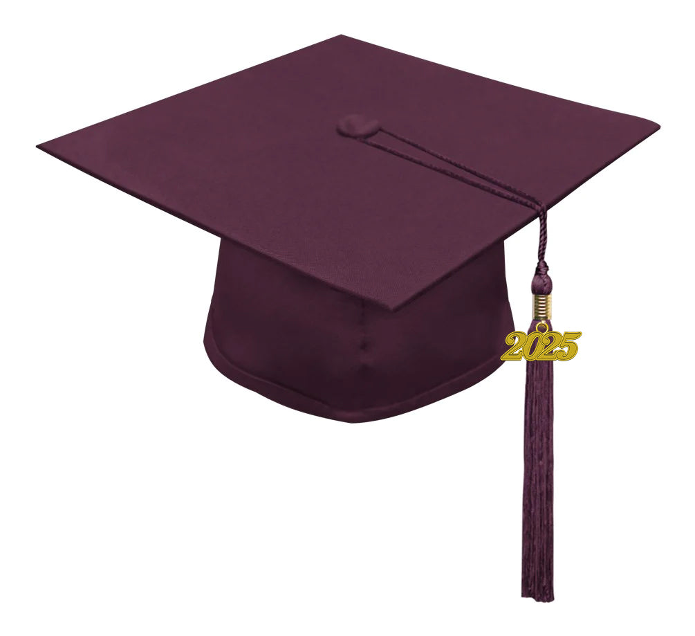 Matte Maroon High School Graduation Cap with Tassel - Commencement Ceremony Cap for Graduates - Perfect for High School Graduation, Prom, and Academic Events