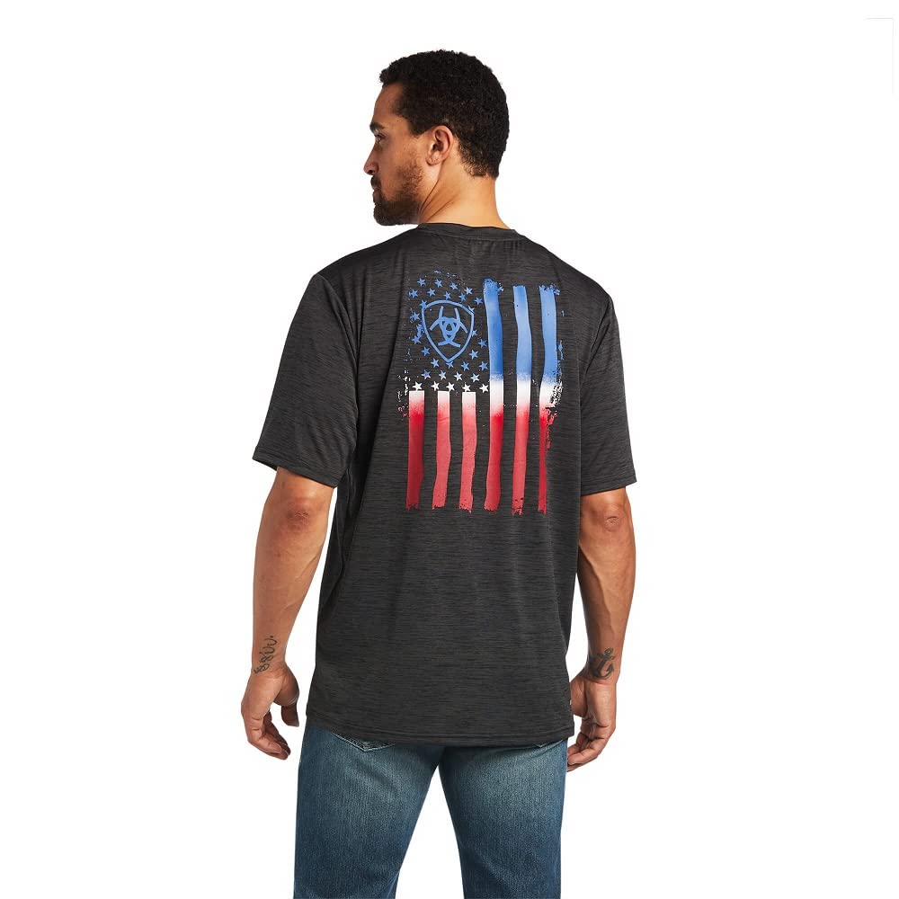 ARIAT Men's Charger Vertical Flag Graphic T-Shirt - Patriotic American Flag Design, Comfortable Cotton Tee for Casual Wear, Outdoor Activities & Sports Events